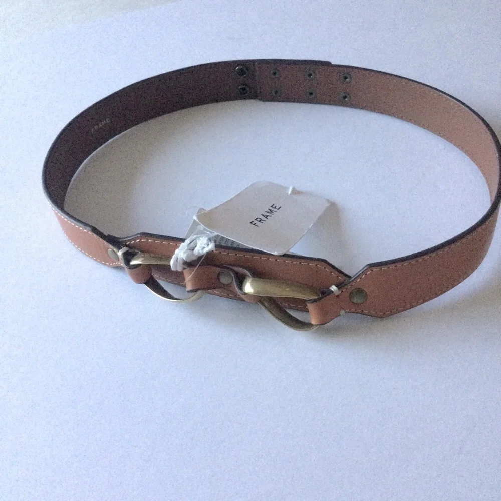 FRAME WOMENS LEATHER DOUBLE TWIST WAIST BELT IN CUOIO SIZE SMALL NWT